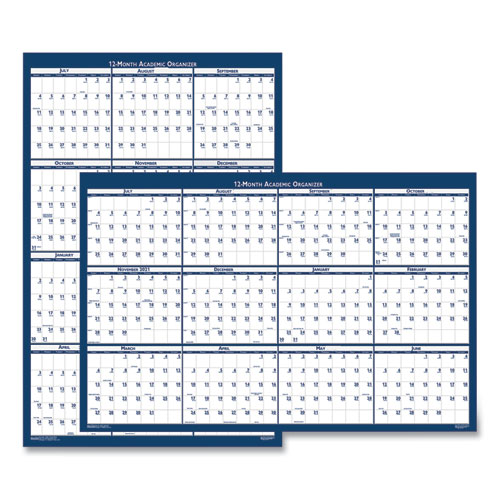 Picture of Academic Year Recycled Poster Style Reversible/Erasable Yearly Wall Calendar, 24 x 37, 12-Month (July to June): 2024 to 2025