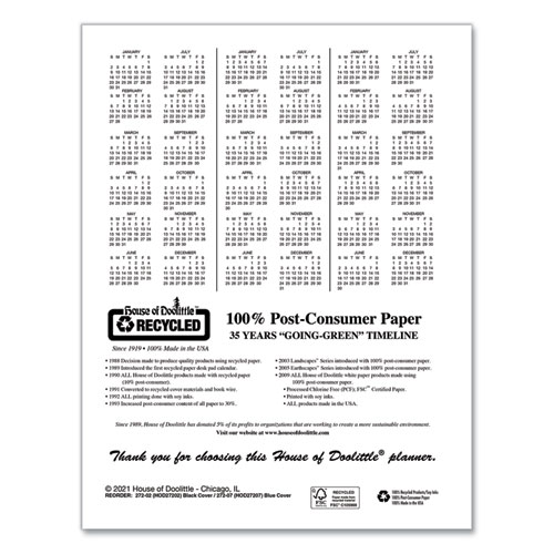 Picture of Recycled Professional Weekly Planner, 15-Minute Appts, 11 x 8.5, Black Wirebound Soft Cover, 24-Month: Jan 2025 to Dec 2026