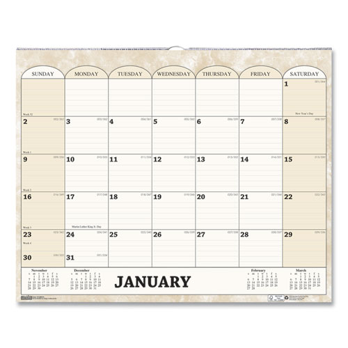 Picture of Recycled Monthly Horizontal Wall Calendar, Marble Stone Artwork, 14.88 x 12, White/Sand Sheets, 12-Month (Jan to Dec): 2024