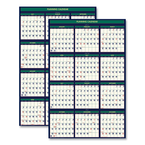 Picture of Four Season Erasable Business/Academic Recycled Wall Calendar, 24 x 37, 12-Month(July-June):2023-2024, 12-Month(Jan-Dec):2024