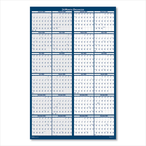 Picture of Reversible/Erasable 2 Year Wall Calendar, 24 x 37, Light Blue/Blue/White Sheets, 24-Month (Jan to Dec): 2024 to 2025
