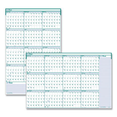 Picture of Express Track Recycled Reversible/Erasable Yearly Wall Calendar, 24 x 37, White/Teal Sheets, 12-Month (Jan to Dec): 2024