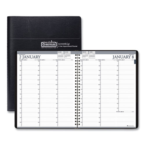 Recycled Professional Weekly Planner, 15-Minute Appts, 11 X 8.5, Black Wirebound Soft Cover, 24-Month (jan-Dec): 2022-2023