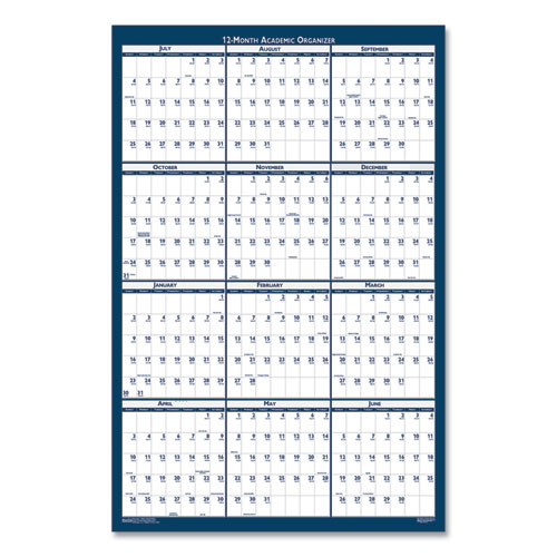 Picture of Academic Year Recycled Poster Style Reversible/Erasable Yearly Wall Calendar, 24 x 37, 12-Month (July to June): 2024 to 2025