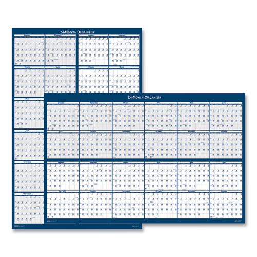 Reversible/erasable 2 Year Wall Calendar, 24 X 37, Light Blue/blue/white Sheets, 24-Month (jan To Dec): 2022 To 2023