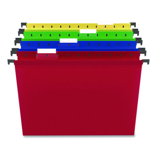 Picture of Plastic Hanging File Folders, Letter Size, 1/5-Cut Tabs, Assorted Colors, 20/Box