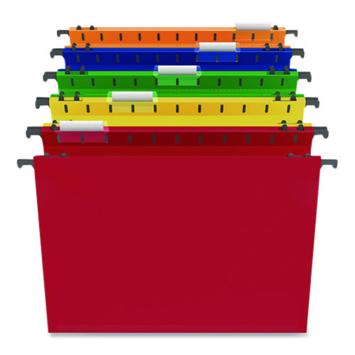 Picture of Plastic Hanging File Pockets, 1 Section, Letter Size, 1/5-Cut Tabs, Assorted Colors, 5/Pack