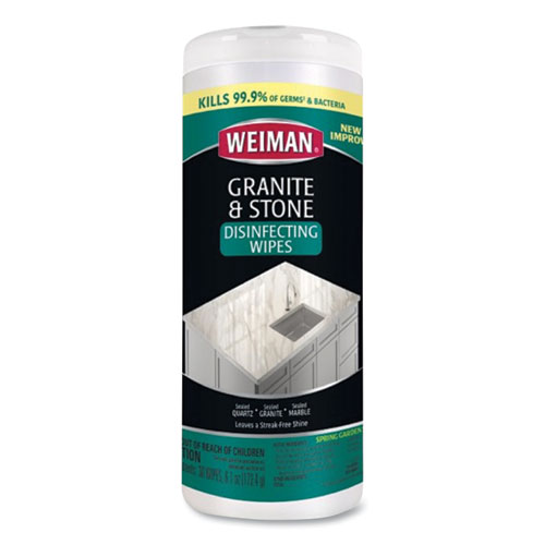 Picture of Granite and Stone Disinfectant Wipes, 1-Ply, 7 x 8, Spring Garden Scent, White, 30/Canister, 6 Canisters/Carton