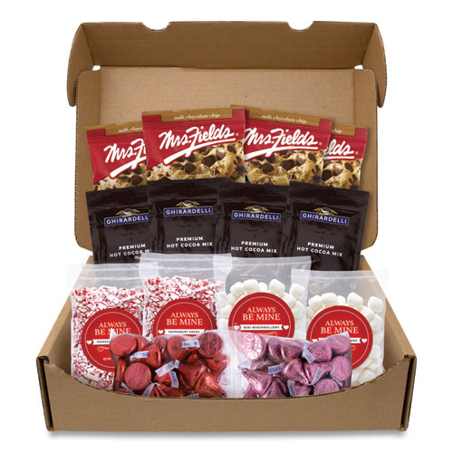 Picture of Always Be Mine Valentine's Day Box, Cocoa/Marshmallows/Candy/Cookies, 5 lb Box, 14 Packets/Box