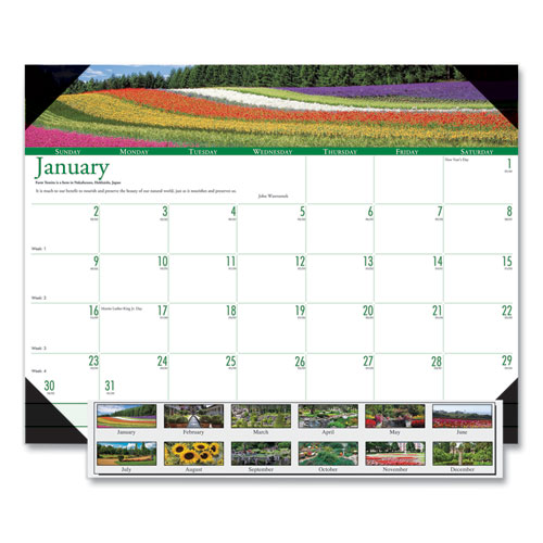 Picture of Recycled Gardens of the World Photo Monthly Desk Pad Calendar, 22 x 17, 2022
