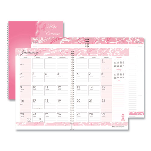 Breast Cancer Awareness Recycled Ruled Monthly Planner/journal, 10 X 7, Pink Cover, 12-Month (jan To Dec): 2022