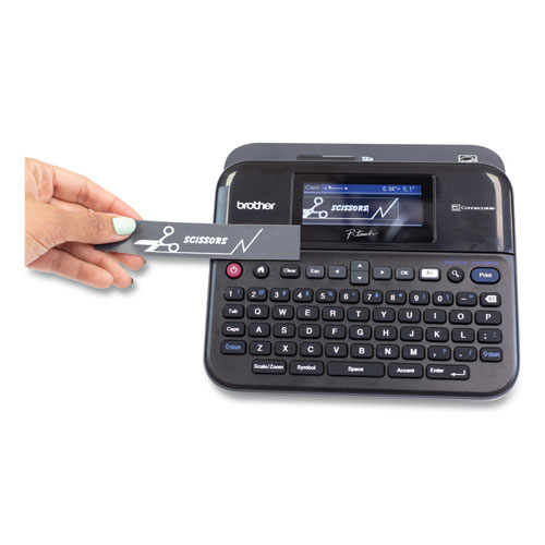 Picture of PT-D600 PC-Connectable Label Maker with Color Display, 30 mm/s Print Speed, 8 x 7.63 x 3.38