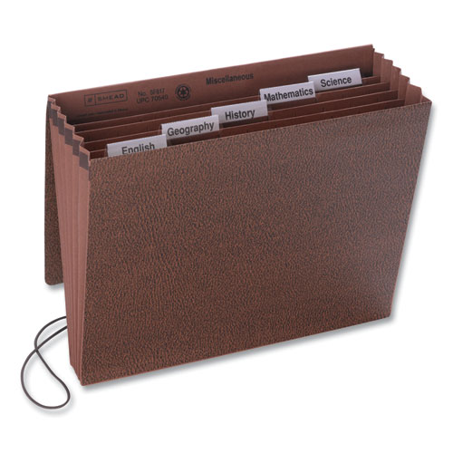 Picture of Six-Pocket Subject File with Insertable Tabs, 5.25" Expansion, 6 Sections, Elastic Cord, 1/5-Cut Tabs, Letter Size, Redrope