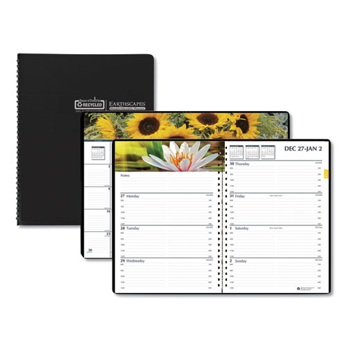 Earthscapes Recycled Weekly/Monthly Planner, Gardens of the World Photography, 10 x 7, Black Cover, 12-Month (Jan-Dec): 2023