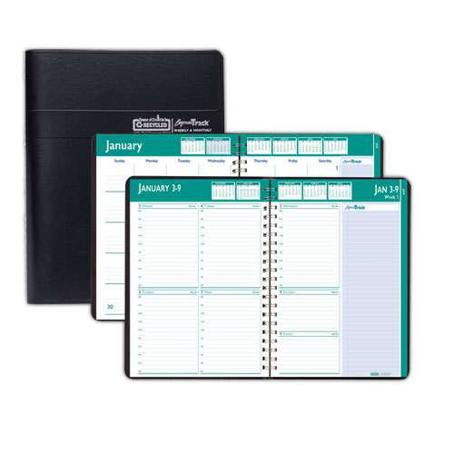 Picture of Express Track Recycled Weekly Appointment Book/Monthly Planner, 11 x 8.5, Black Cover, 13-Month (Jan to Jan): 2024 to 2025