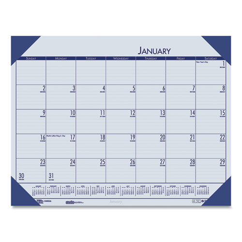 Picture of EcoTones Recycled Monthly Desk Pad Calendar, 18.5 x 13, Ocean Blue Sheets/Corners, Black Binding, 12-Month (Jan to Dec): 2024