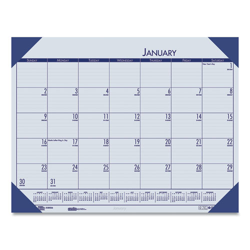 Picture of EcoTones Recycled Monthly Desk Pad Calendar, 18.5 x 13, Ocean Blue Sheets/Corners, Black Binding, 12-Month (Jan to Dec): 2025