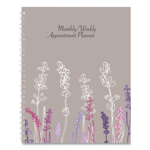 Picture of Recycled Wild Flower Weekly/Monthly Planner, Wild Flowers Artwork, 9 x 7, Gray/White/Purple Cover, 12-Month (Jan-Dec): 2025