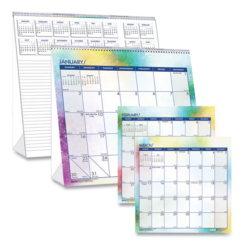 Picture of Recycled Cosmos Tent Calendar, Cosmos Artwork, 6 x 6, White/Blue/Multicolor Sheets, 12-Month (Jan to Dec): 2024