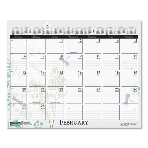 Picture of Recycled Wild Flower Wall Calendar, Wild Flowers Artwork, 15 x 12, White/Multicolor Sheets, 12-Month (Jan to Dec): 2024