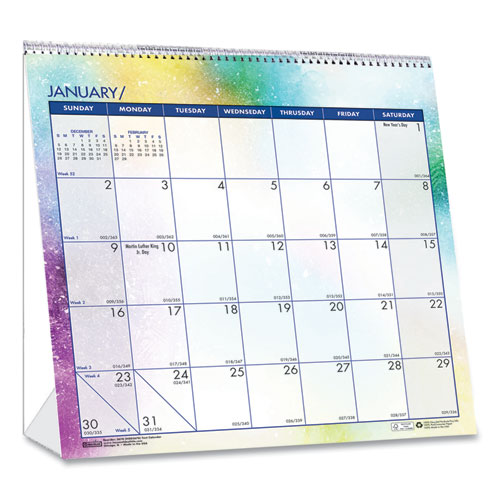 Picture of Recycled Cosmos Tent Calendar, Night Sky Artwork, 6 x 6, White/Multicolor Sheets, 12-Month (Jan to Dec): 2025