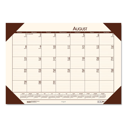 Picture of EcoTones Recycled Academic Desk Pad Calendar, 18.5 x 13, Cream Sheets, Brown Corners, 12-Month (Aug to July): 2024 to 2025