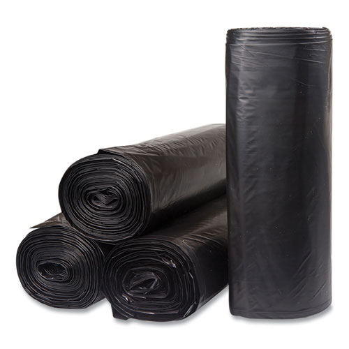 Picture of Low-Density Commercial Can Liners, 45 gal, 1.2 mil, 40" x 46", Black, Interleaved Roll, 10 Bags/Roll, 10 Rolls/Carton