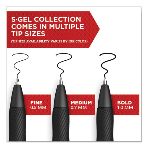 Picture of S-Gel High-Performance Gel Pen, Retractable, Bold 1 mm, Red Ink, Black Barrel, Dozen