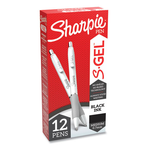 Picture of S-Gel Fashion Barrel Gel Pen, Retractable, Medium 0.7 mm, Black Ink, Pearl White Barrel, Dozen