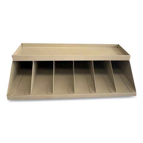 Picture of Coin Wrapper and Bill Strap Single-Tier Rack, 6 Compartments, 10 x 8.5 x 3, Steel, Pebble Beige