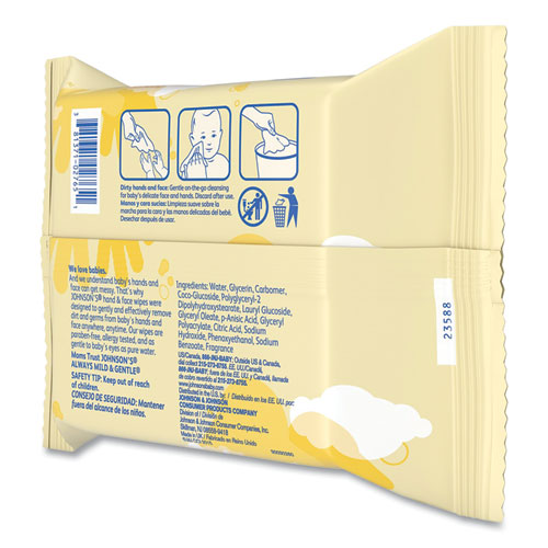 Picture of Hand and Body Wipes, Travel Pack, 1-Ply, Nonwoven Fiber, 7.3 x 7.5, Unscented, White, 25 Wipes/Pack