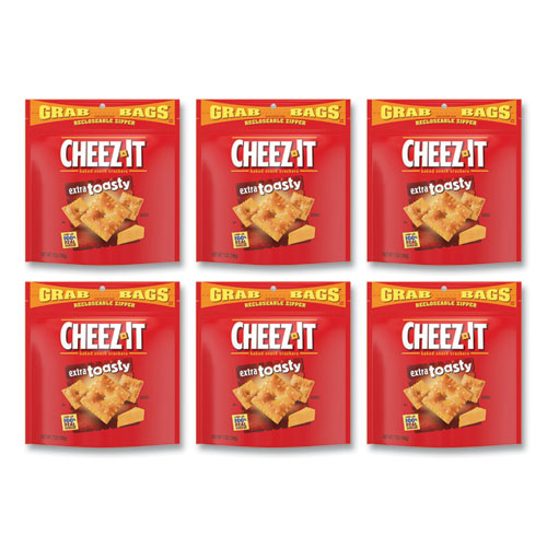 Picture of Baked Snack Crackers, Extra Toasty Cheese, 7 oz Bag, 6/Carton