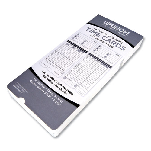 Picture of Time Clock Cards for uPunch HN4000, Two Sides, 7.37 x 3.37, 50/Pack