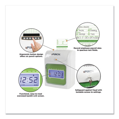 Picture of HN1500 Electronic Non-Calculating Time Clock Bundle, LCD Display, Beige/Green