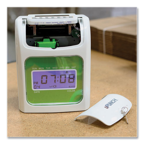 Picture of HN1500 Electronic Non-Calculating Time Clock Bundle, LCD Display, Beige/Green