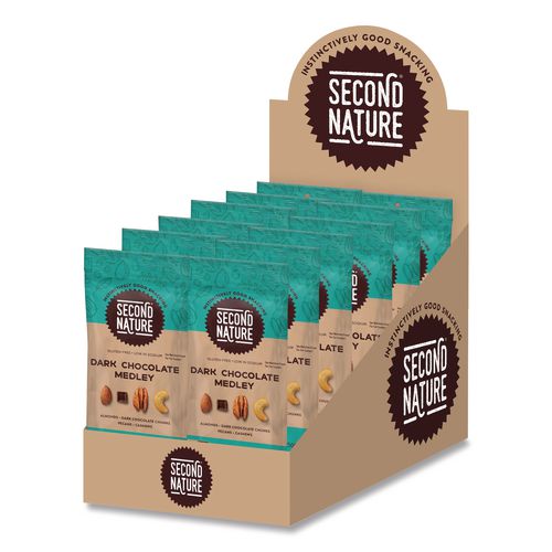 Picture of Deluxe Mixed Nut Medley, Dark Chocolate , 1.75 oz Bag, 12/Box