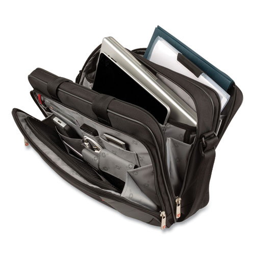 Picture of SwissGear Mainframe Laptop Briefcase, Fits Devices Up to 16", Polyester, 15.75 x 6 x 12, Black/Gray