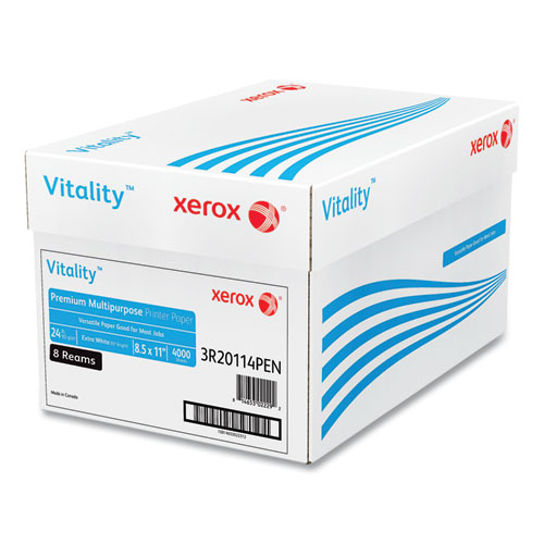 Picture of Vitality Premium Multipurpose Print Paper, 97 Bright, 24 lb Bond Weight, 8.5 x 11, Extra White, 500/Ream, 8 Reams/Carton