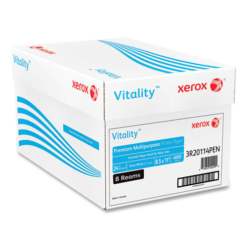 Picture of Vitality Premium Multipurpose Print Paper, 97 Bright, 24 lb Bond Weight, 8.5 x 11, Extra White, 500/Ream, 8 Reams/Carton