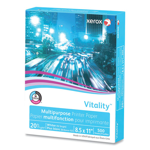 Picture of Vitality Multipurpose Print Paper, 92 Bright, 20 lb Bond Weight, 8.5 x 11, White, 500 Sheets/Ream