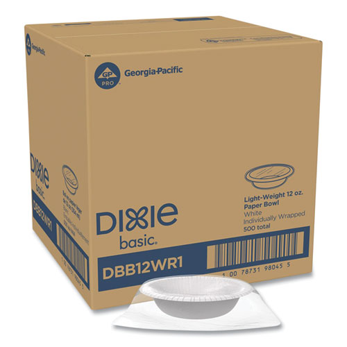 Picture of Everyday Disposable Dinnerware, Individually Wrapped, Bowl, 12 oz, White, 500/Carton