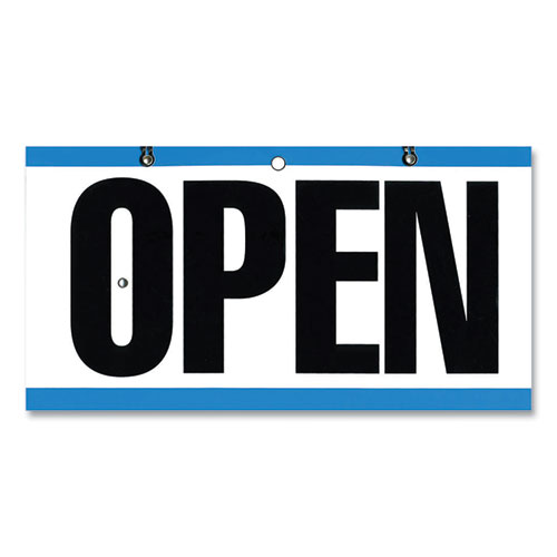 Picture of Open/Closed Outdoor Sign, 11.6 x 6, Blue/White/Black