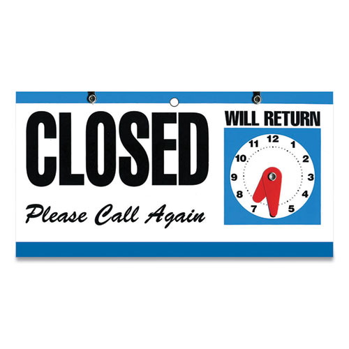 Picture of Open/Closed Outdoor Sign, 11.6 x 6, Blue/White/Black