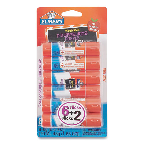 Picture of Disappearing Purple School Glue Stick, 0.21 oz, Dries Clear, 8/Pack