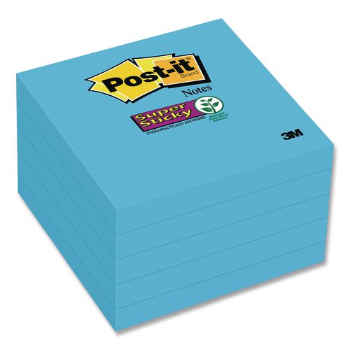 Picture of Self-Stick Notes, 3" x 3", Electric Blue, 90 Sheets/Pad, 5 Pads/Pack