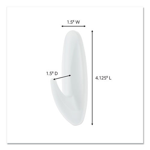Picture of General Purpose Hooks, Large, Plastic, White, 5 lb Capacity, 4 Hooks and 6 Strips/Pack