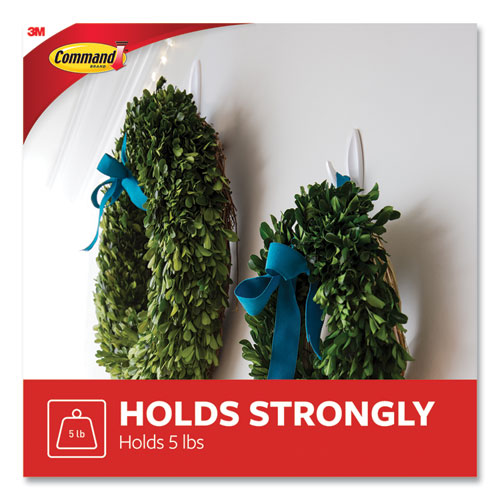 Picture of General Purpose Hooks, Large, Plastic, White, 5 lb Capacity, 4 Hooks and 6 Strips/Pack