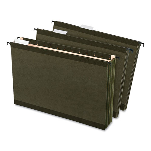 Picture of SureHook Hanging Pocket File, Legal Size, 1/5-Cut Tabs, Standard Green, 4/Pack