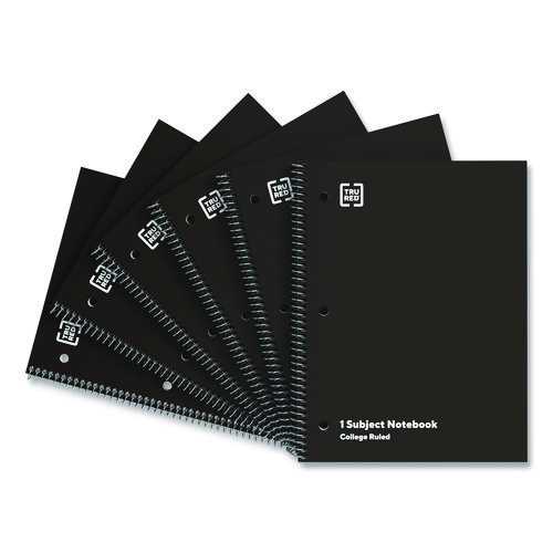Picture of One-Subject Notebook, Medium/College Rule, Black Cover, (70) 10.5 x 8 Sheets, 6/Pack