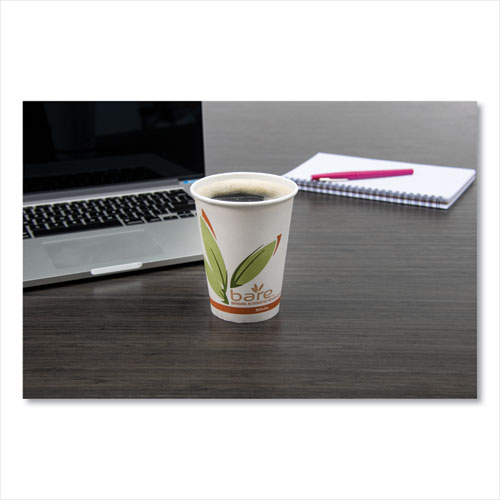 Picture of Bare Eco-Forward Recycled Content PCF Paper Hot Cups, 12 oz, Green/White/Beige, 1,000/Carton